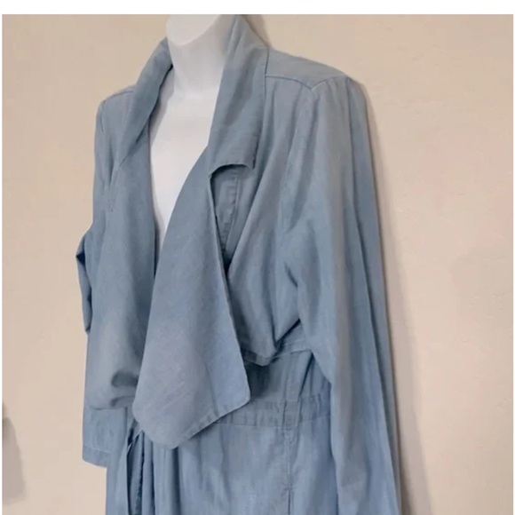 INC International Concepts Women's Blue Draped Chambray Jacket Large - Picture 8 of 16